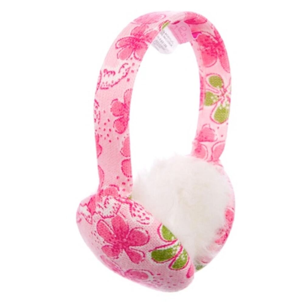 Lilly Pulitzer Ear Muffs Girls Pink Sizes 2-6 Pink Printed Knit Preppy Winter - Picture 1 of 7